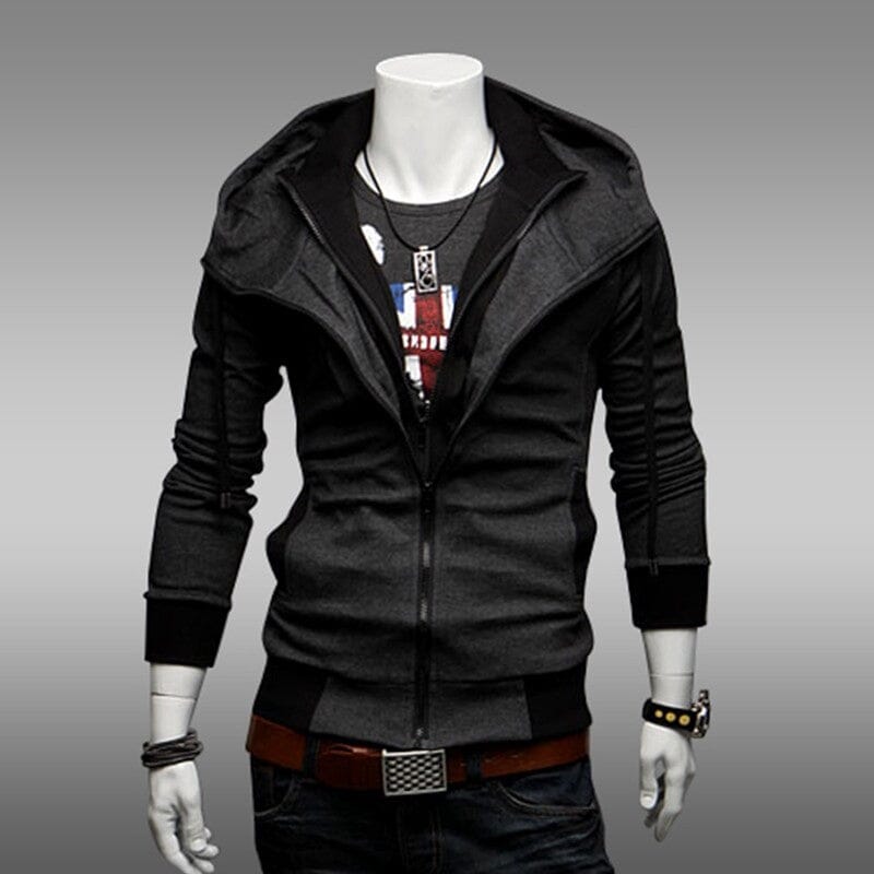 Double Layer Zipper Hoodie Hoodie Nocturnal nest Black L