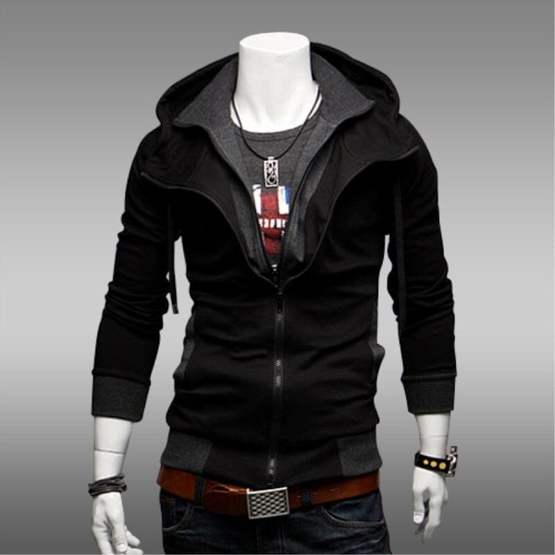 Double Layer Zipper Hoodie Hoodie Nocturnal nest Black XL