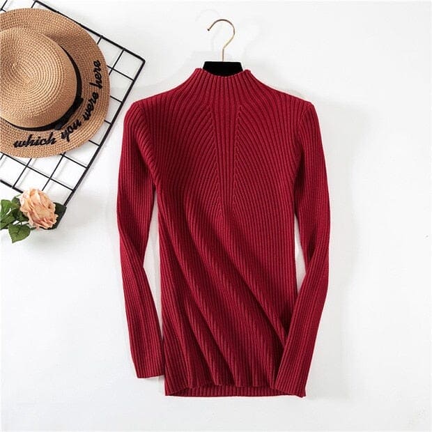 Half-Neck Threaded Sweater Nocturnal nest Claret One size