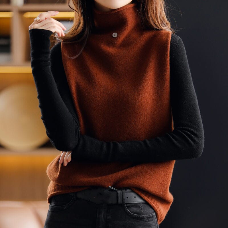 High Neck Knitted vest Nocturnal nest Caramel M