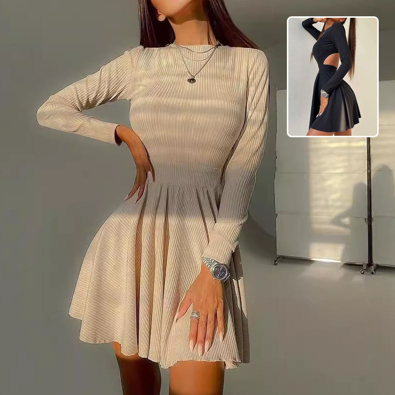 Y2K Long-sleeved Dress With Hollow Design