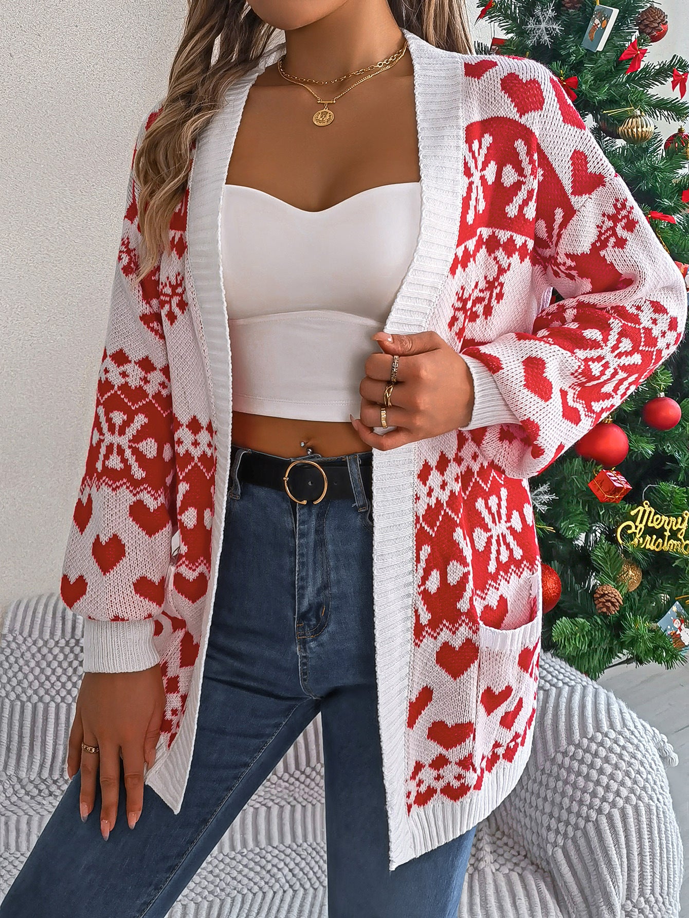 Women's Christmas Deer Print Cardigan