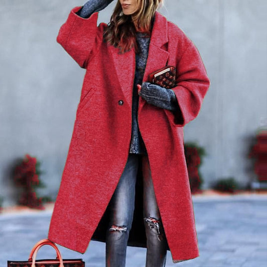 Long Sleeved Large Woolen Overcoat