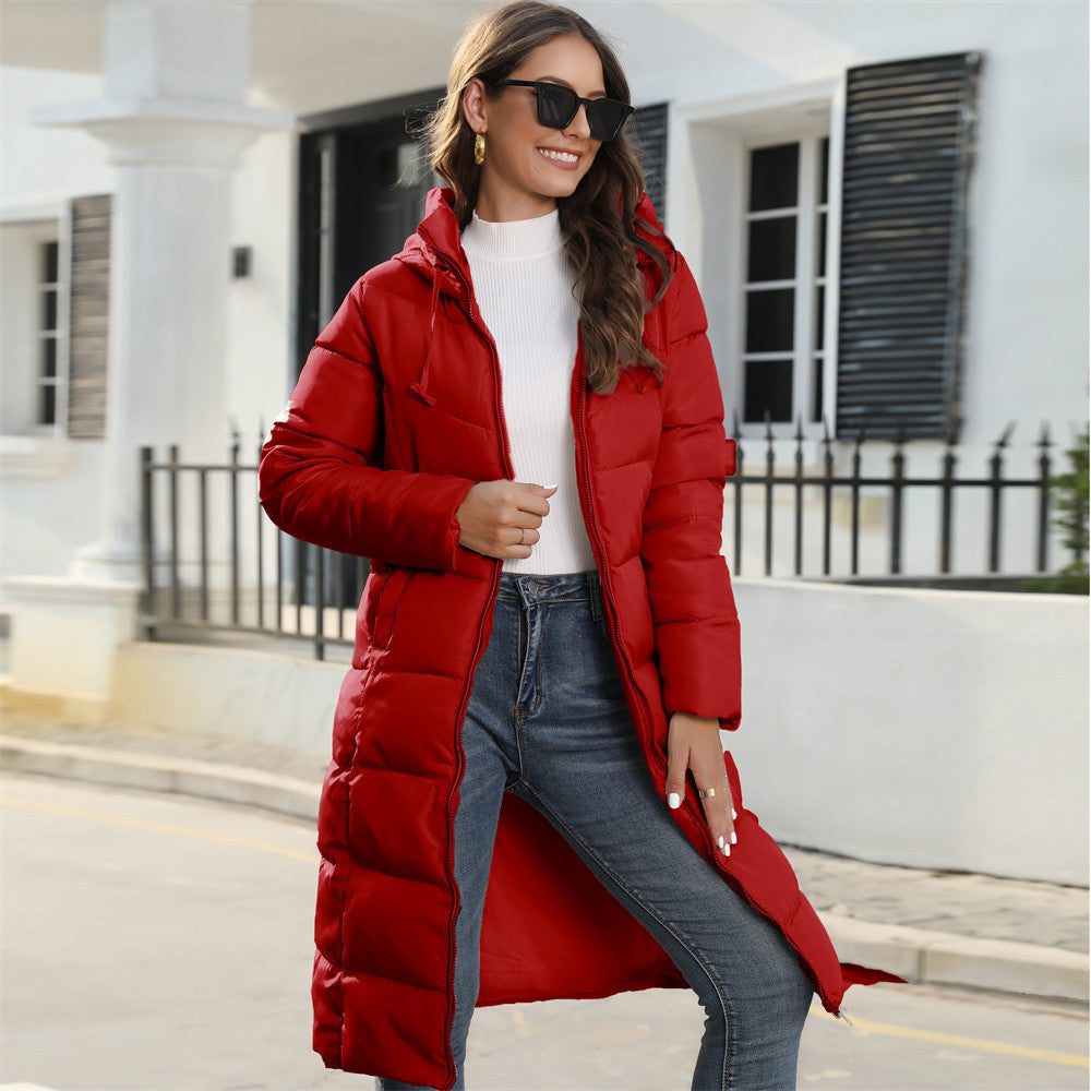 Slim Fit Hooded Mid-length Padded Coat