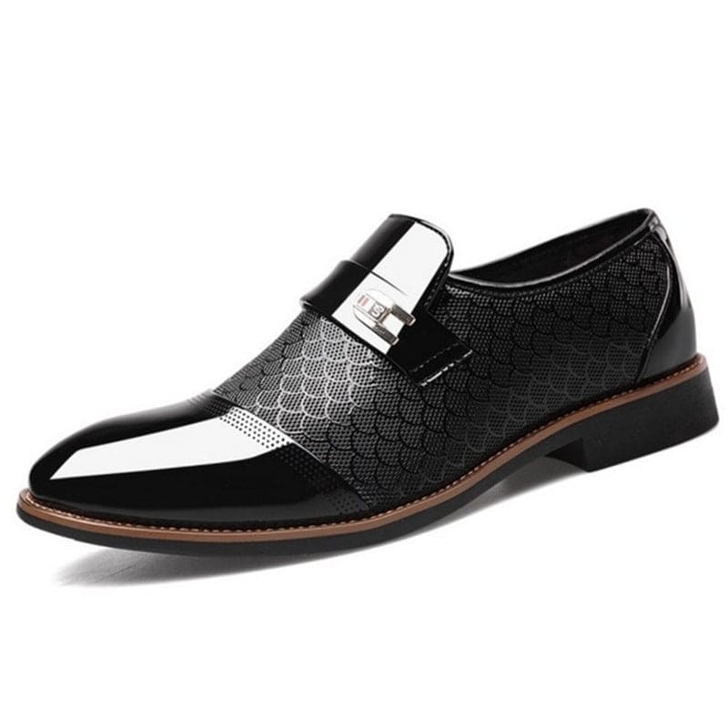 Embossed Men's Leather Shoes - Nocturnal Nest