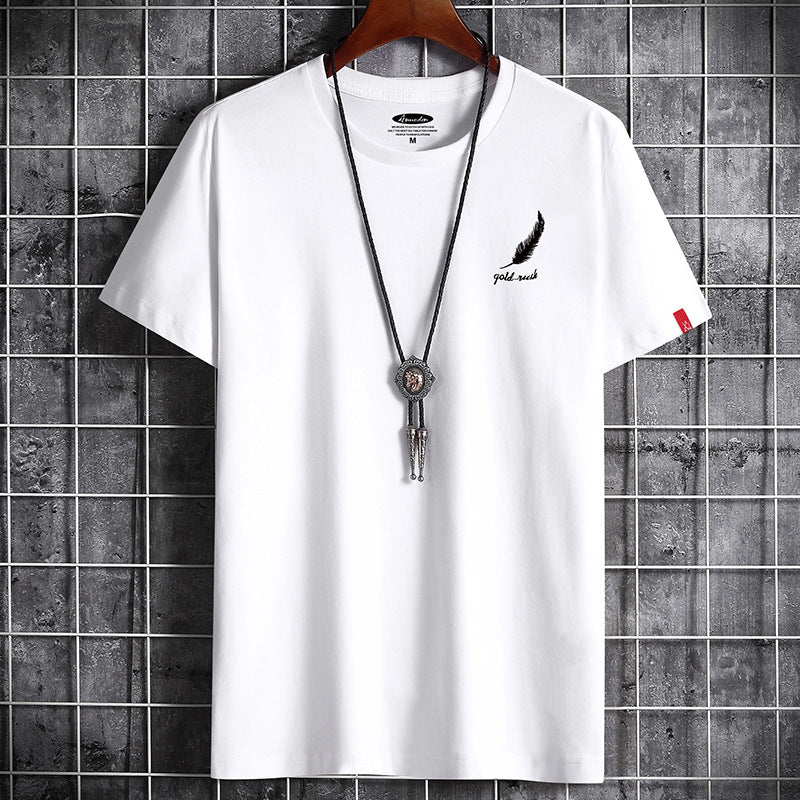 Casual Round Neck Loose Half Sleeve T-shirt - Nocturnal Nest