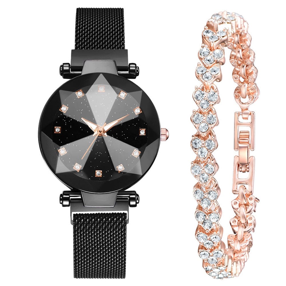 Women's Watch Square Diamond Rhinestone with Bracelet Set