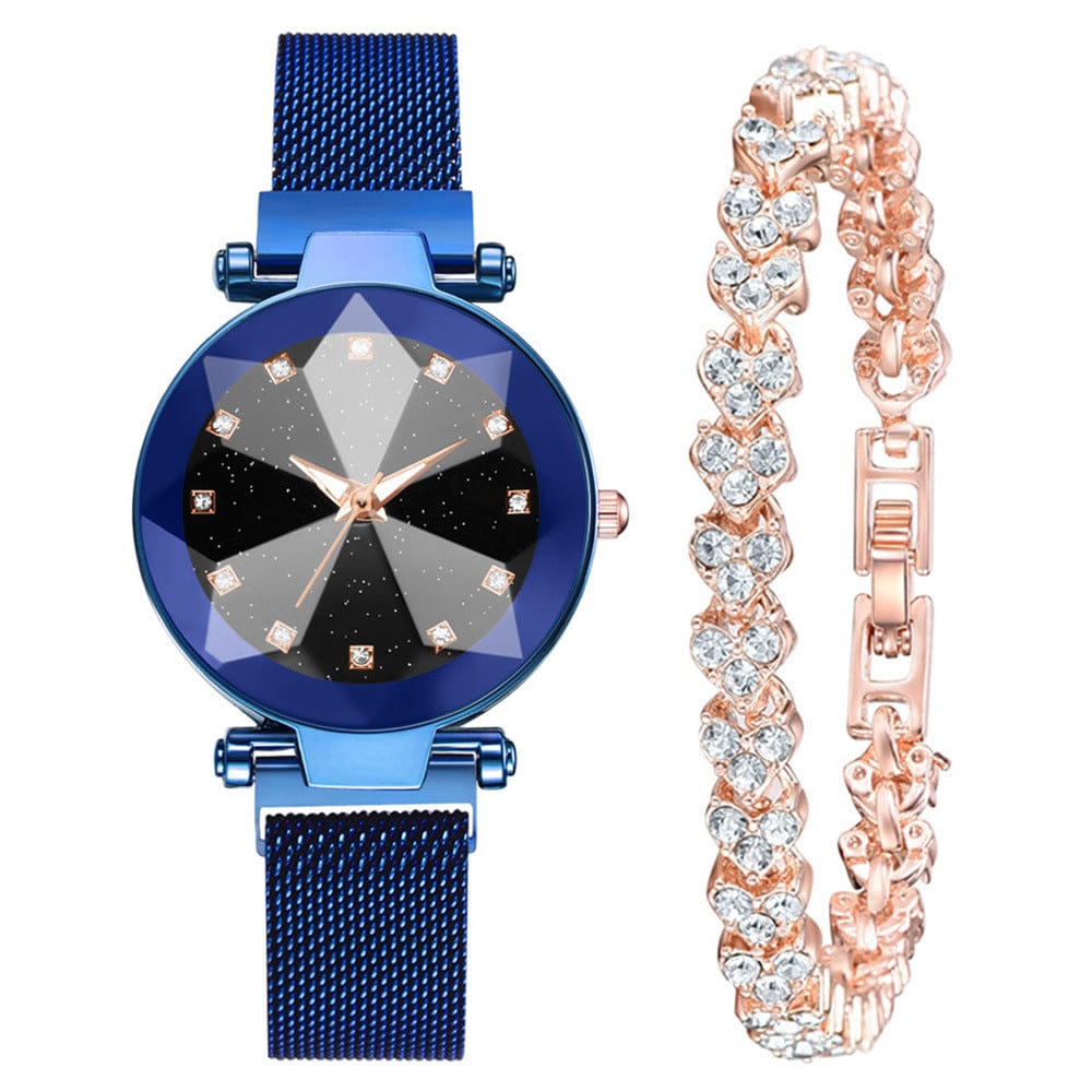 Women's Watch Square Diamond Rhinestone with Bracelet Set