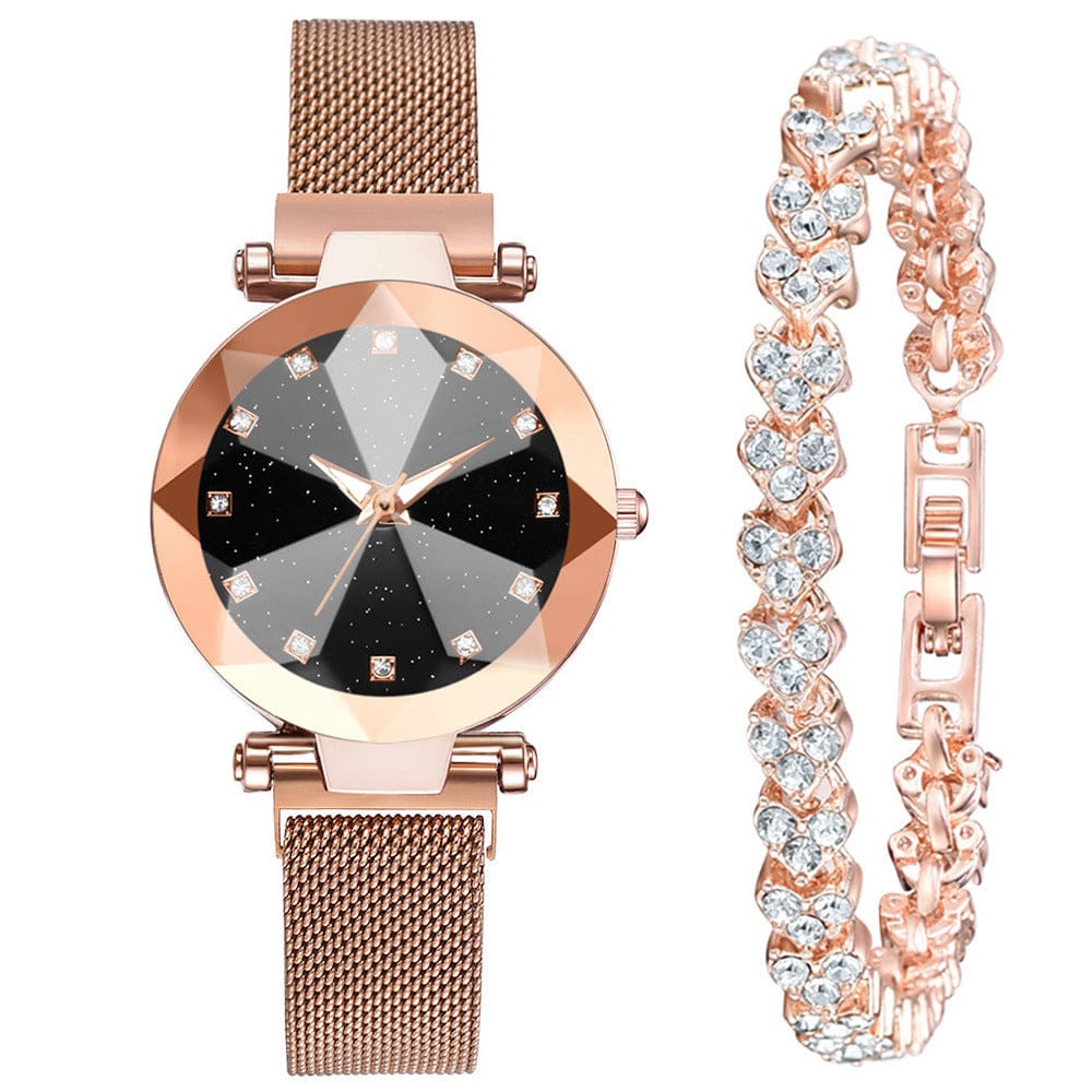 Women's Watch Square Diamond Rhinestone with Bracelet Set