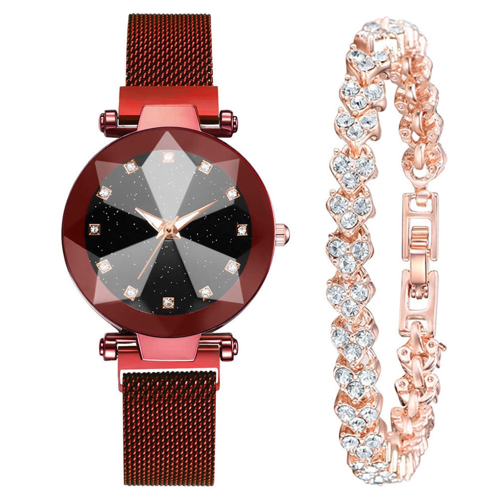 Women's Watch Square Diamond Rhinestone with Bracelet Set