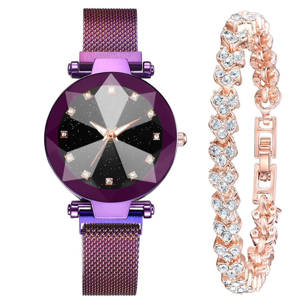 Women's Watch Square Diamond Rhinestone with Bracelet Set