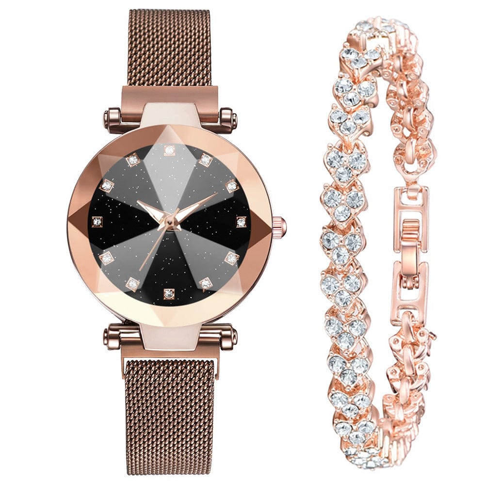 Women's Watch Square Diamond Rhinestone with Bracelet Set