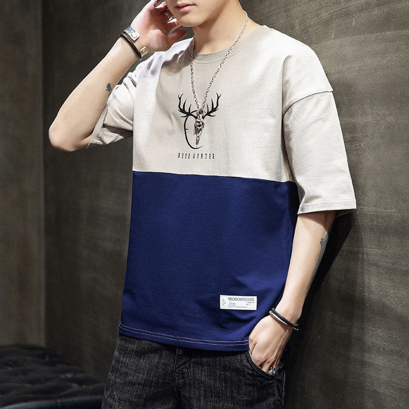 Loose casual half sleeve T-shirt men - Nocturnal Nest