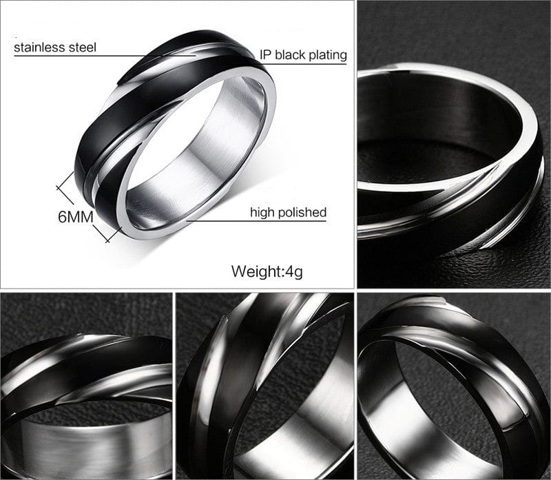 Black Titanium Steel Men's Ring