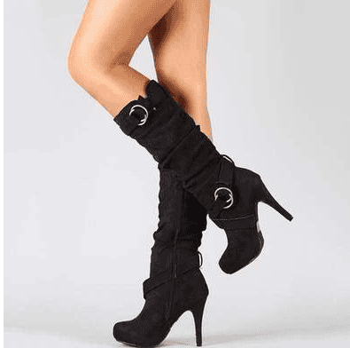 Belt buckle side zip high boots - Nocturnal Nest