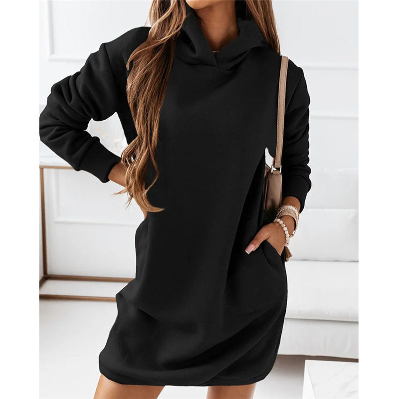 Hooded Long-sleeved Dress - Nocturnal Nest