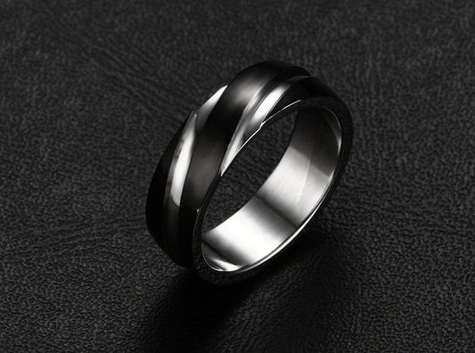 Black Titanium Steel Men's Ring