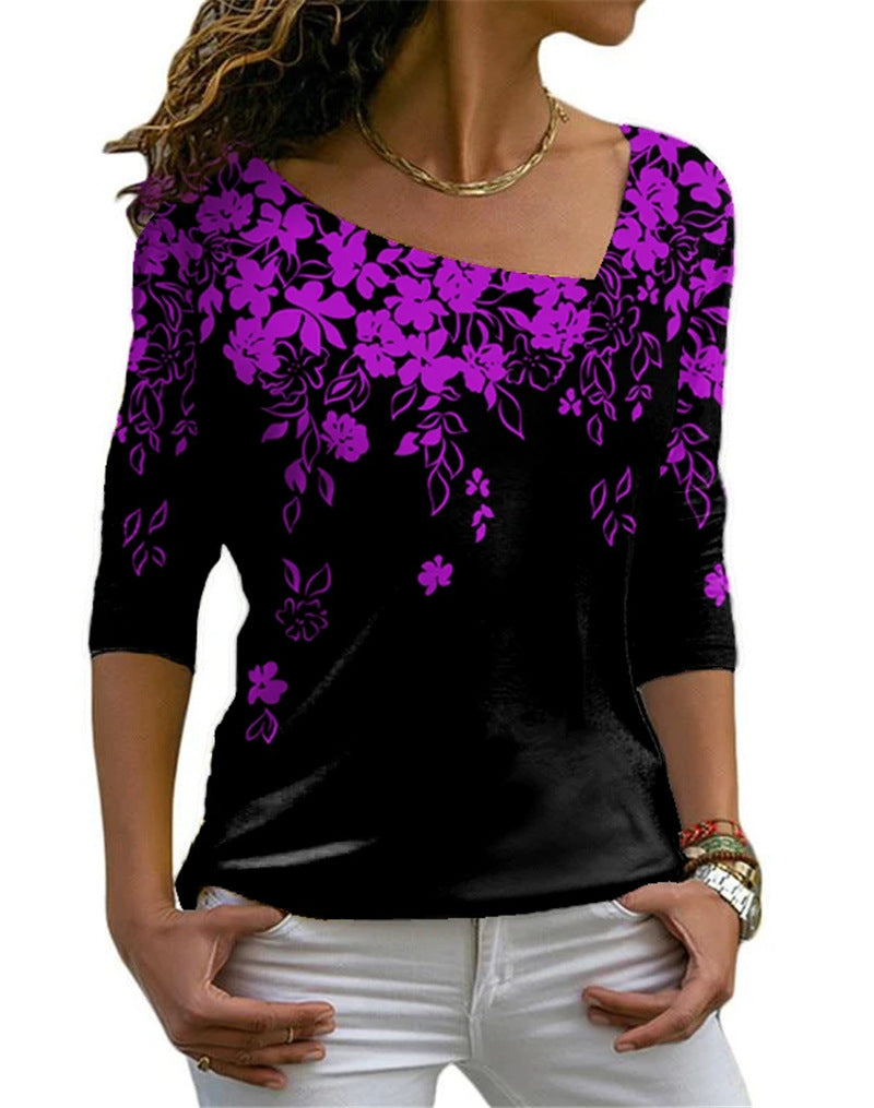 Long-sleeved V-neck Top Bottoming Tshirt - Nocturnal Nest