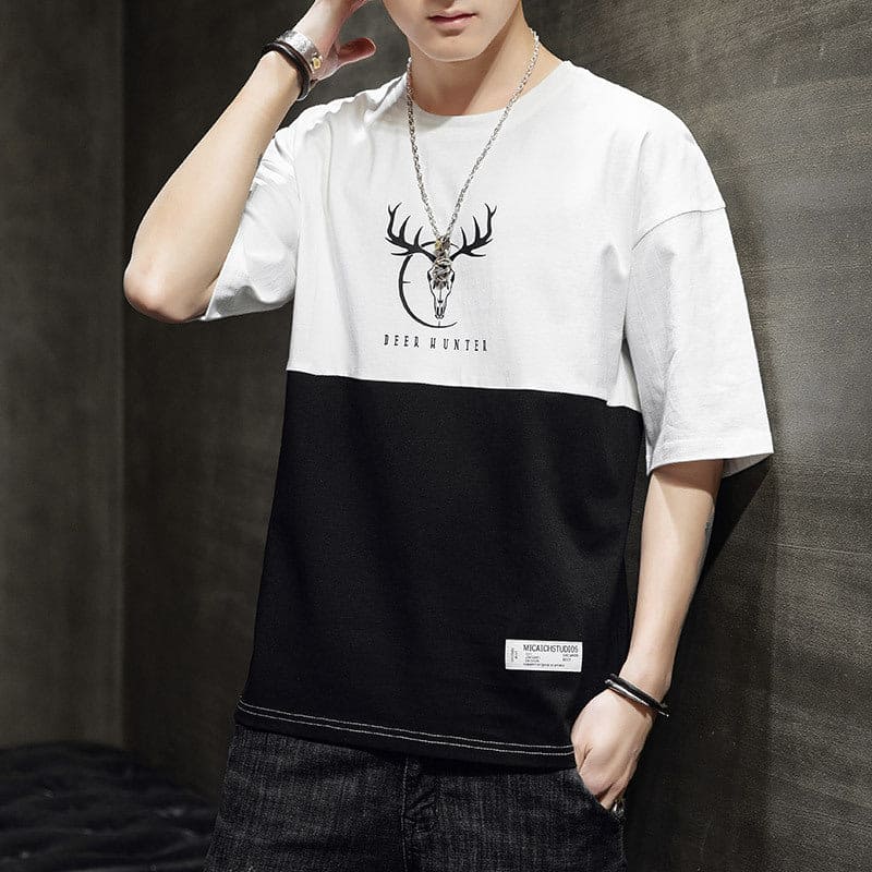 Loose casual half sleeve T-shirt men - Nocturnal Nest