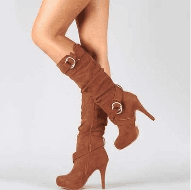 Belt buckle side zip high boots - Nocturnal Nest