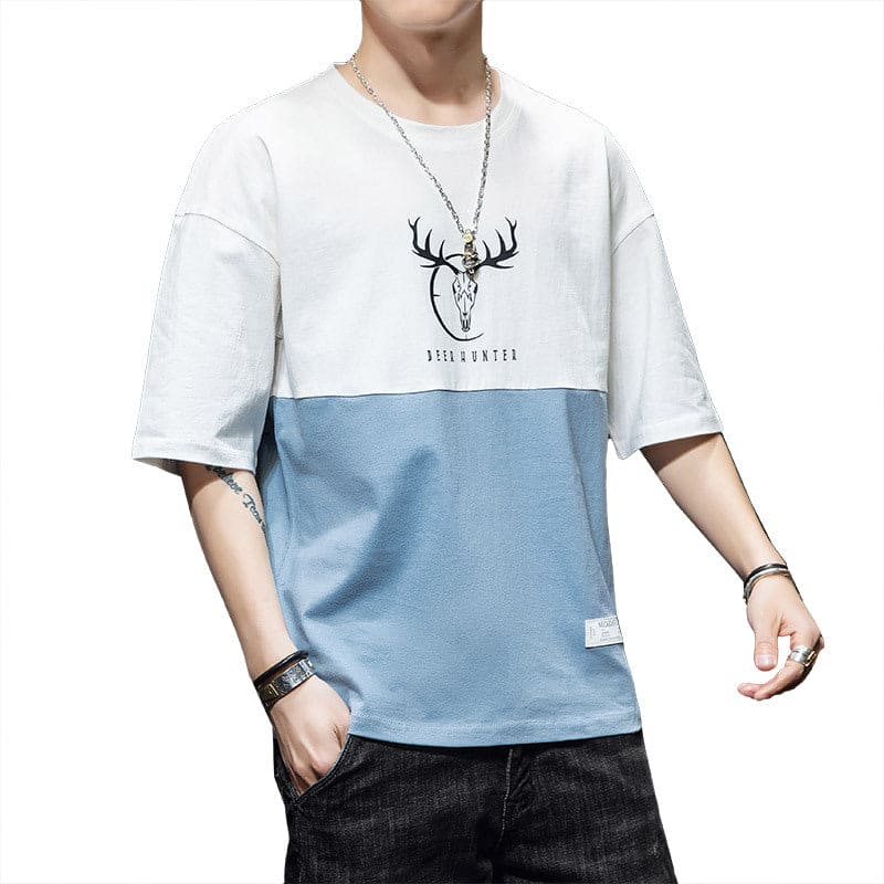 Loose casual half sleeve T-shirt men - Nocturnal Nest