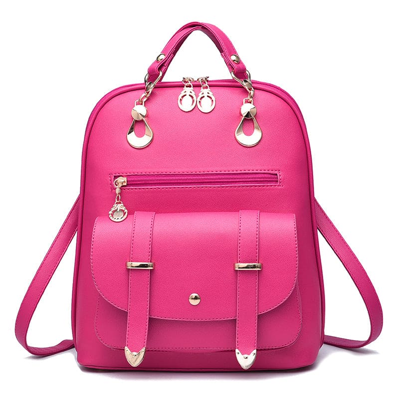 Women leather dual-use backpack