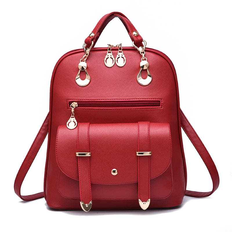 Women leather dual-use backpack