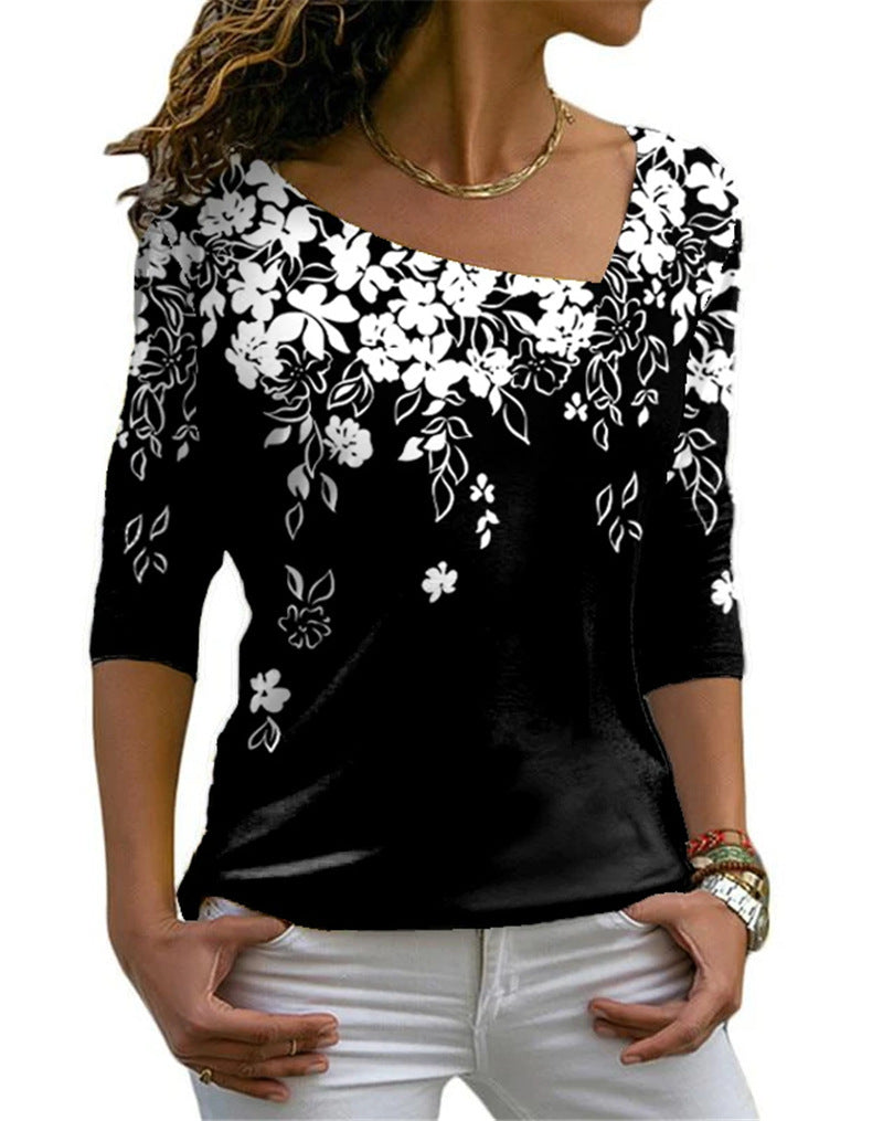 Long-sleeved V-neck Top Bottoming Tshirt - Nocturnal Nest