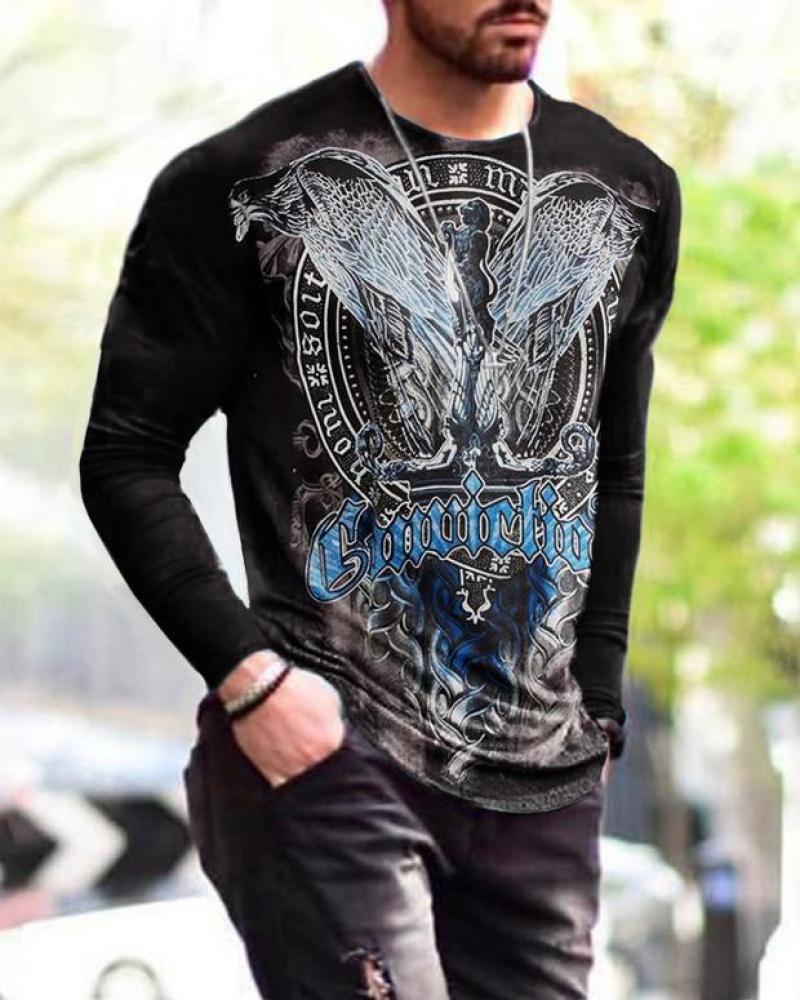 Men's Crew Neck Slim Fit Casual Print T Shirt - Nocturnal Nest