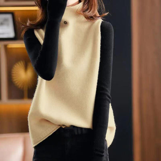 High Neck Knitted vest Nocturnal nest Apricot M 