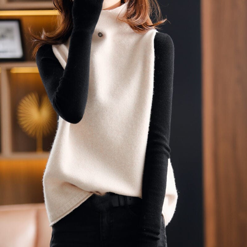 High Neck Knitted vest Nocturnal nest Beige M 