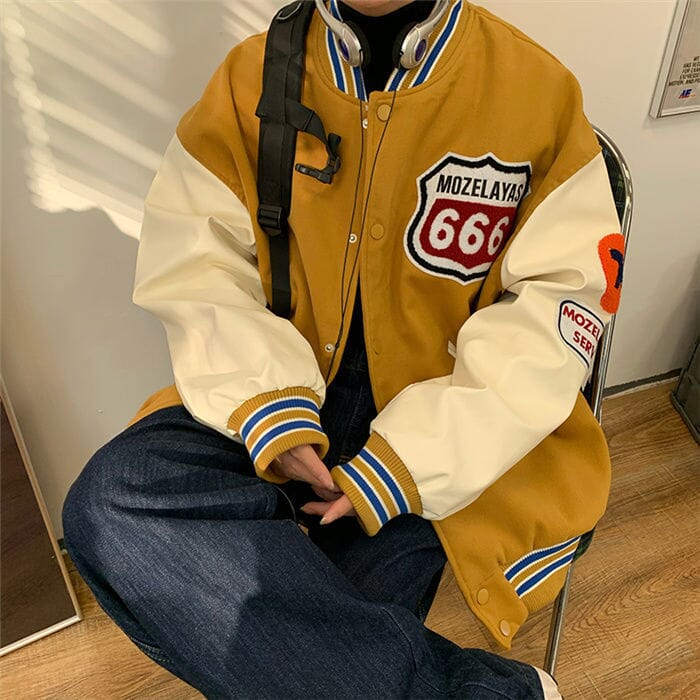 Retro-Style Men's Baseball Jacket Men's Jacket Nocturnal nest Yellow M 