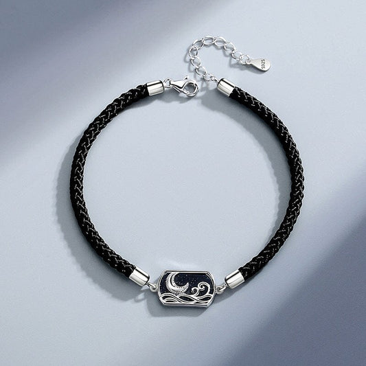 Sterling Silver Bracelet Nocturnal nest White gold for Him 